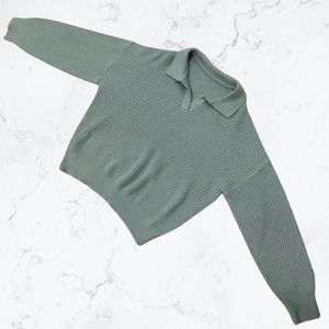 DAZY Blue/Teal/Grey Collared Knit Sweater